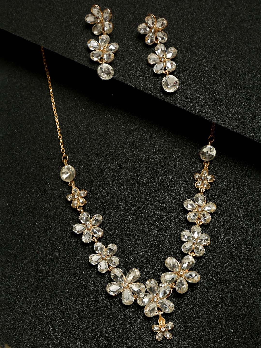 

DressBerry Gold-Plated Stone-Studded Jewellery Set