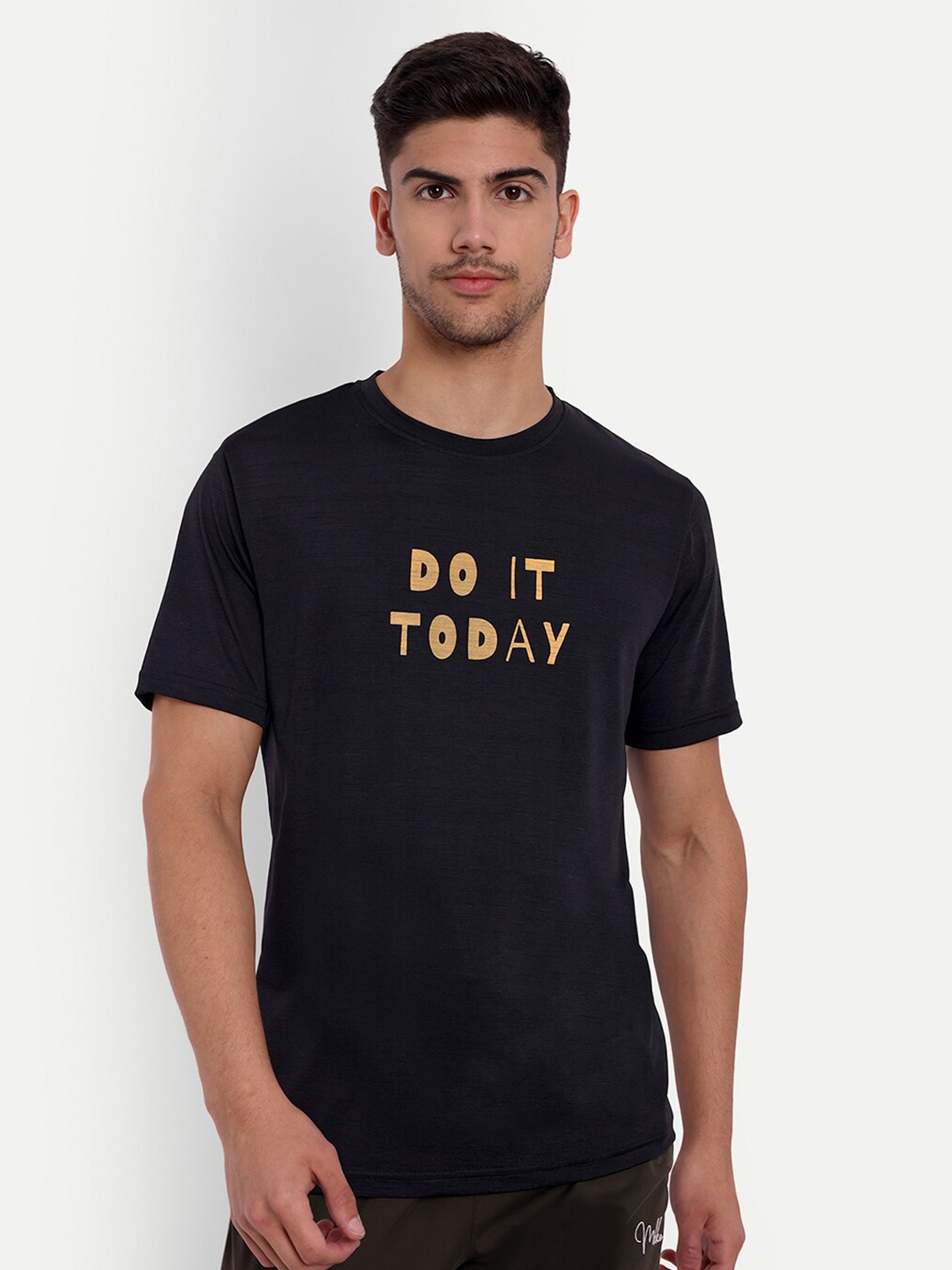 

SIAPA Typography Printed Antimicrobial T-shirt, Black