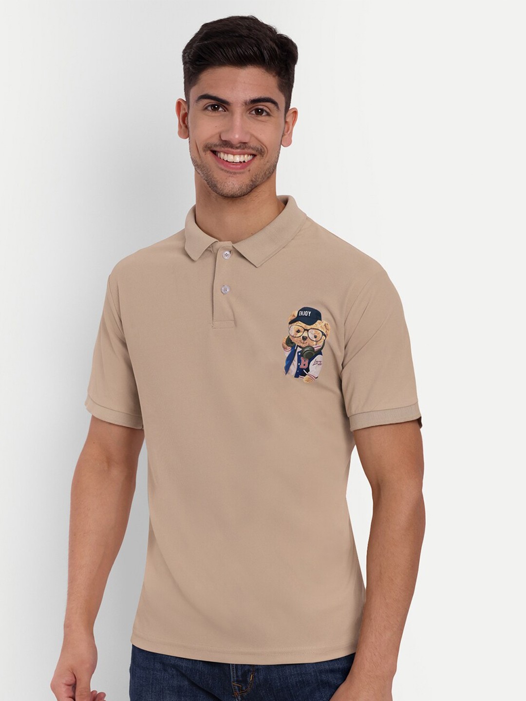 

SIAPA Polo Collar Anti Odour Pure Cotton T-shirt, Camel brown