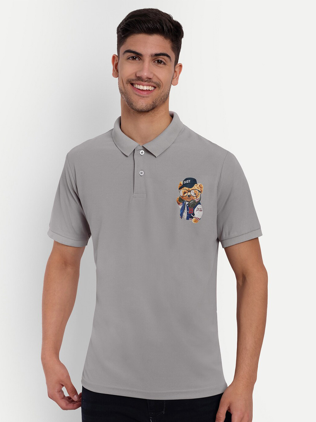 

SIAPA Polo Collar Anti Odour Pure Cotton T-shirt, Grey