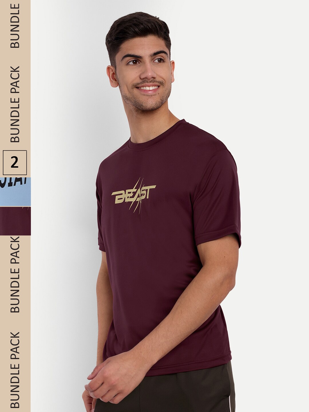 

SIAPA Pack Of 2 Typography Printed Antimicrobial T-shirt, Maroon