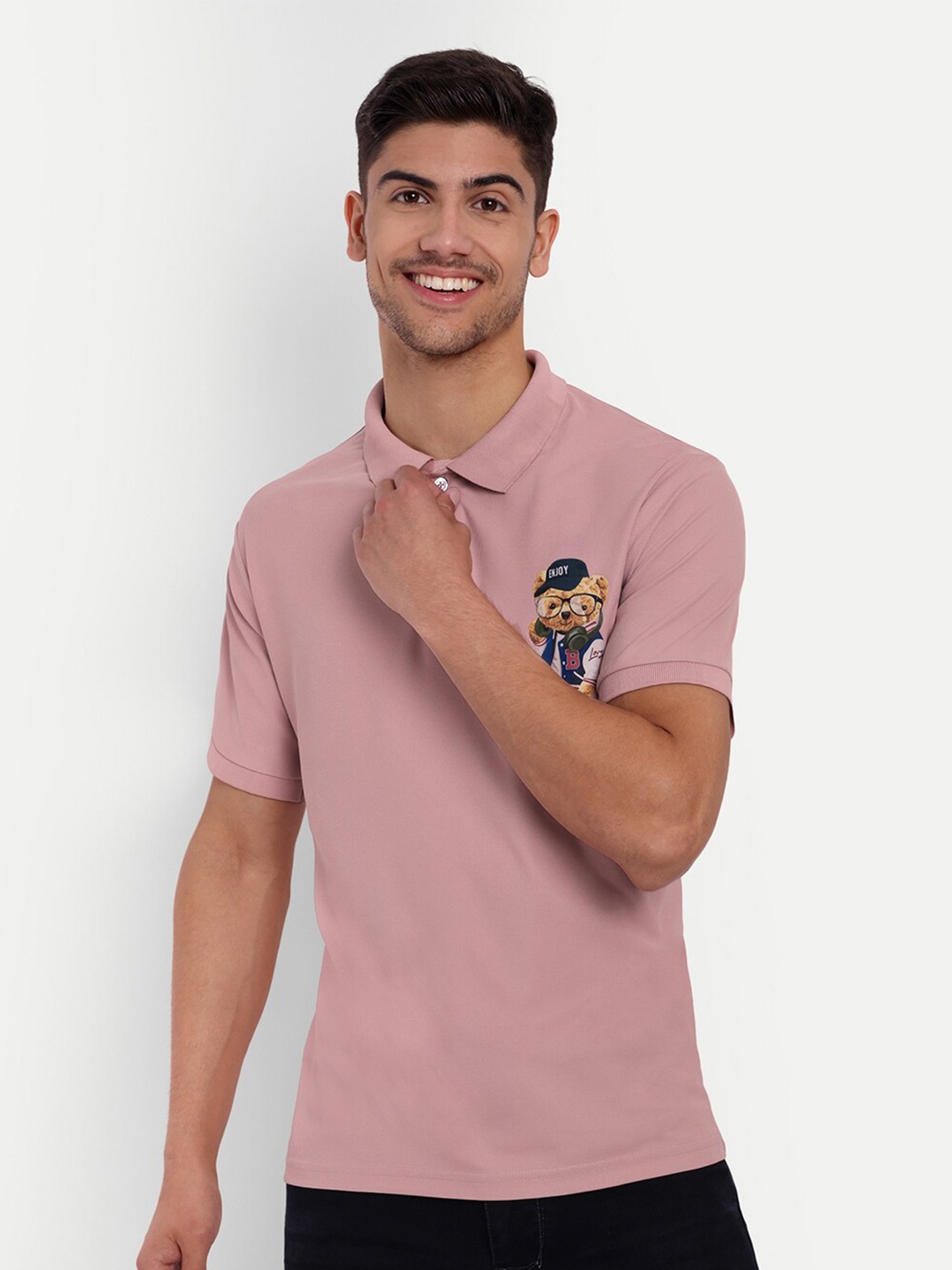 

SIAPA Polo Collar Anti Odour Pure Cotton T-shirt, Pink