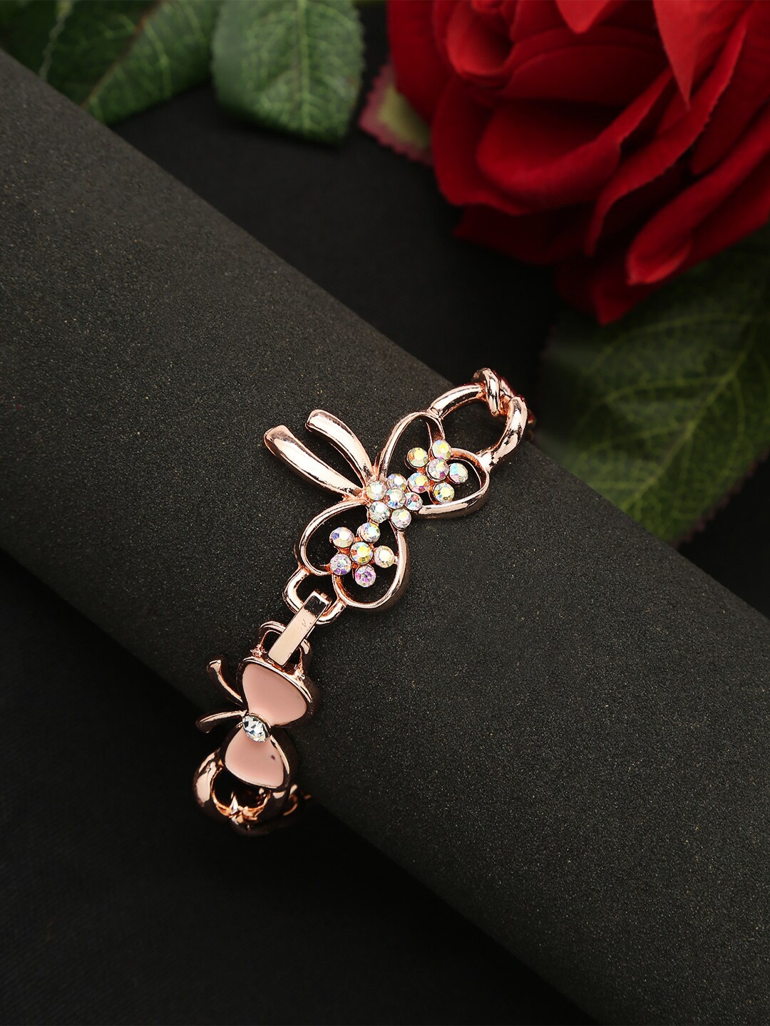 

DressBerry Women Gold-Plated Gold-Toned & Pink Link Bracelet