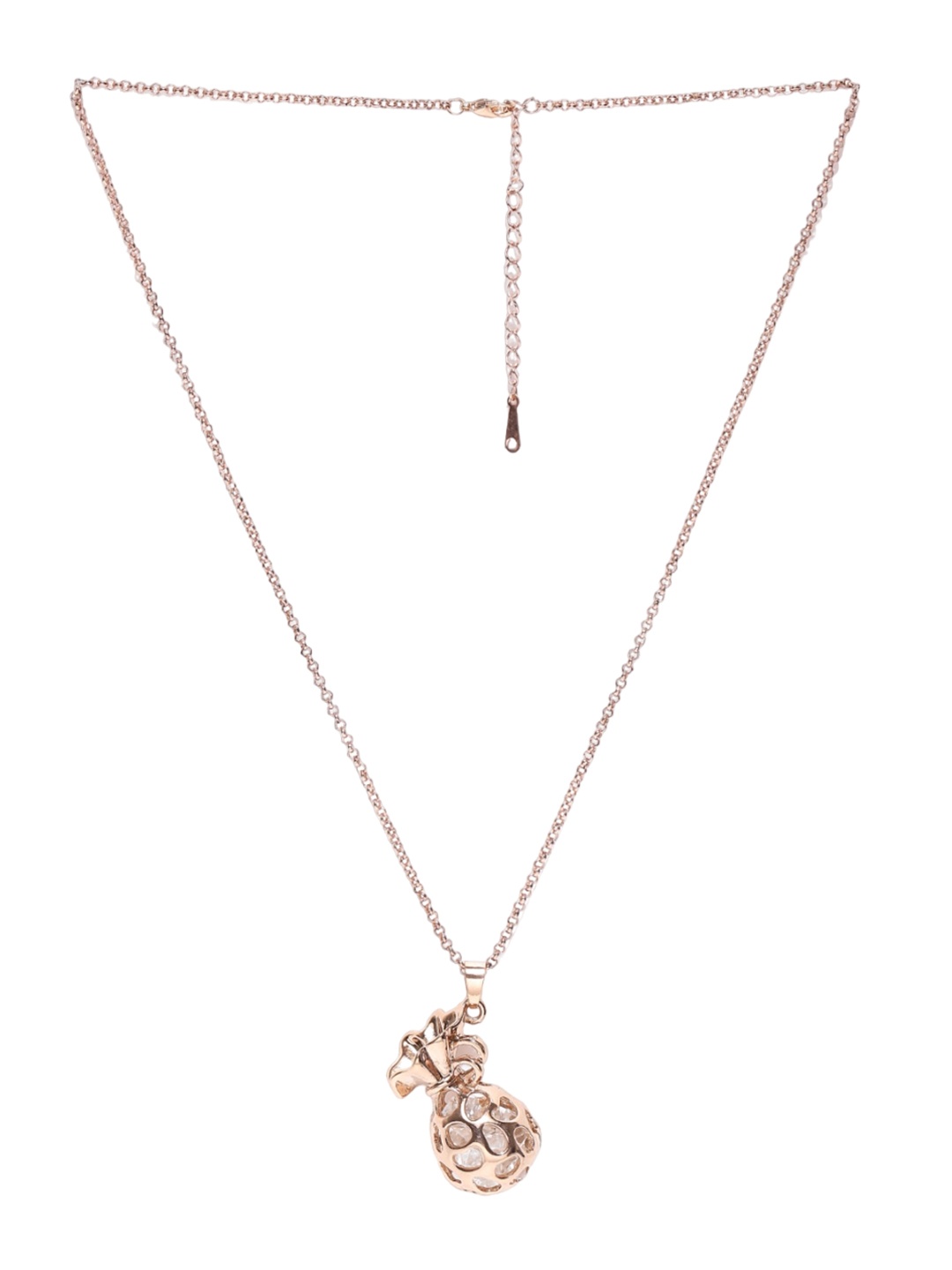 

DressBerry Rose Gold-Plated Textured Pendant With Chain