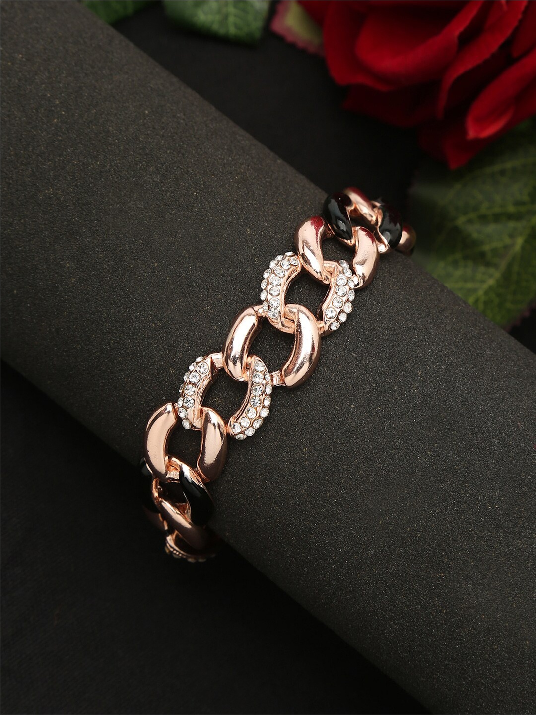 

DressBerry Women Gold-Plated Stone Studded Link Bracelet