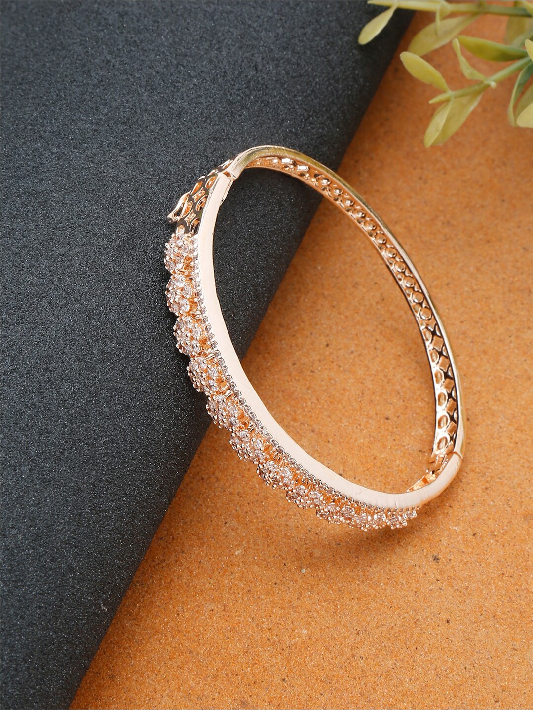 

DressBerry Women Gold-Plated Gold-Toned & White Bangle-Style Bracelet