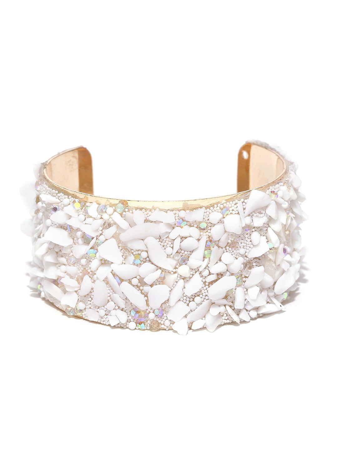 

DressBerry Women Gold-Plated Off White Cuff Bracelet