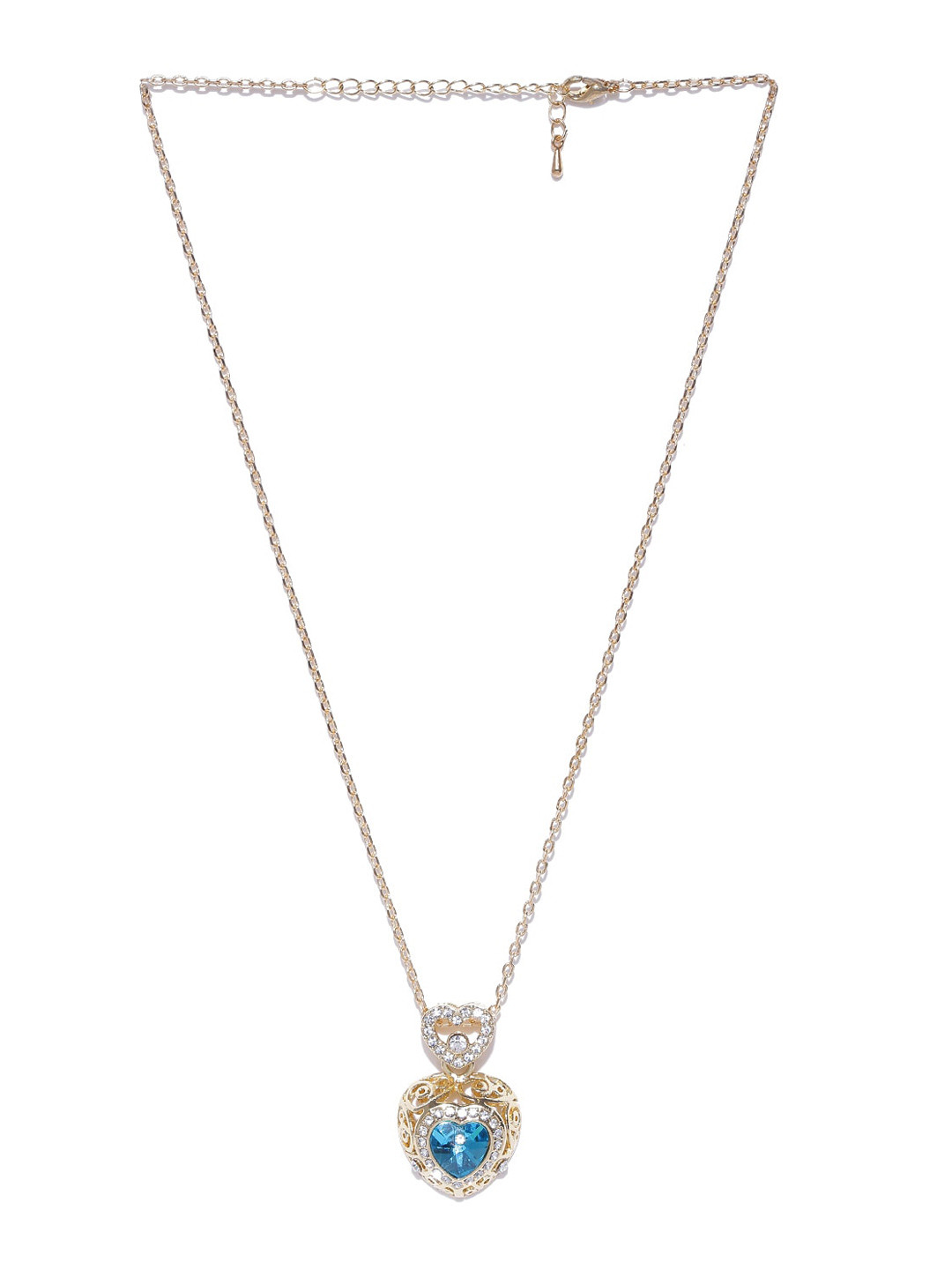 

DressBerry Heart-Shaped Stone-Studded Pendant With Chain, Gold