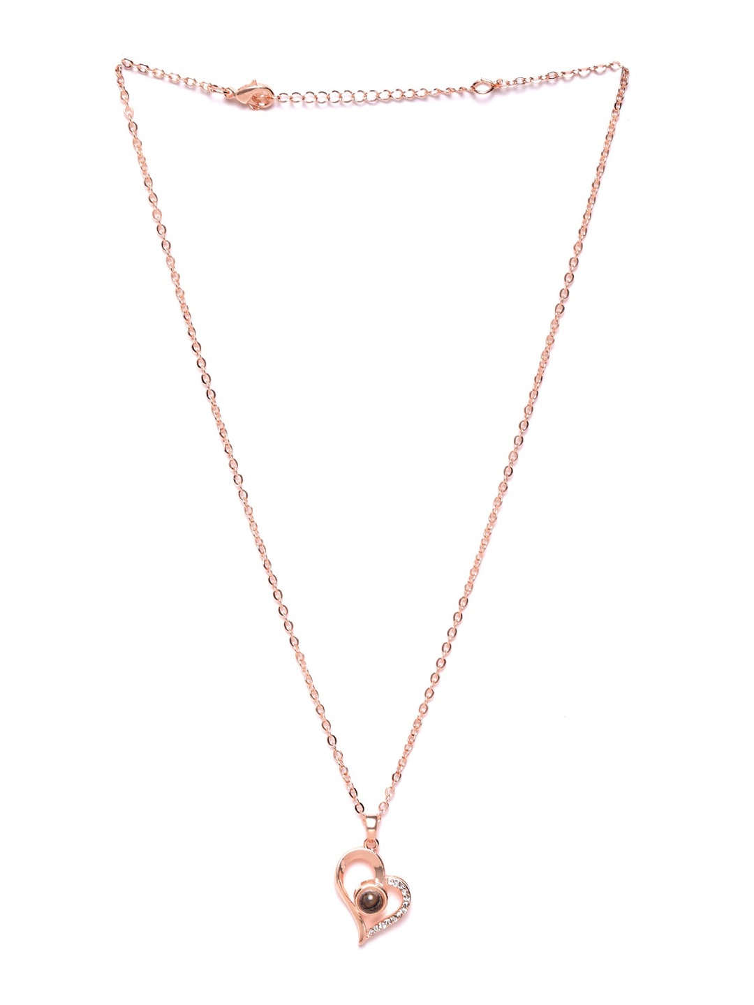 

DressBerry Rose Gold-Plated Stone-Studded Heart-Shaped Pendant With Chain