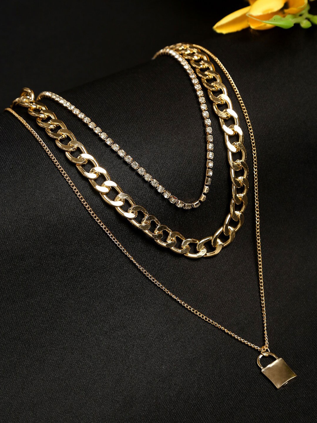 

DressBerry Gold-Toned Gold-Plated Layered Necklace