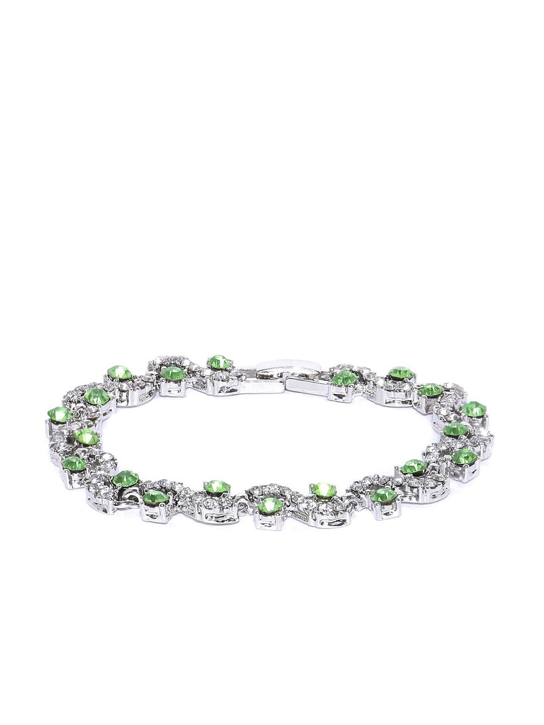 

DressBerry Women Silver-Plated Silver-Toned & Green Armlet Bracelet