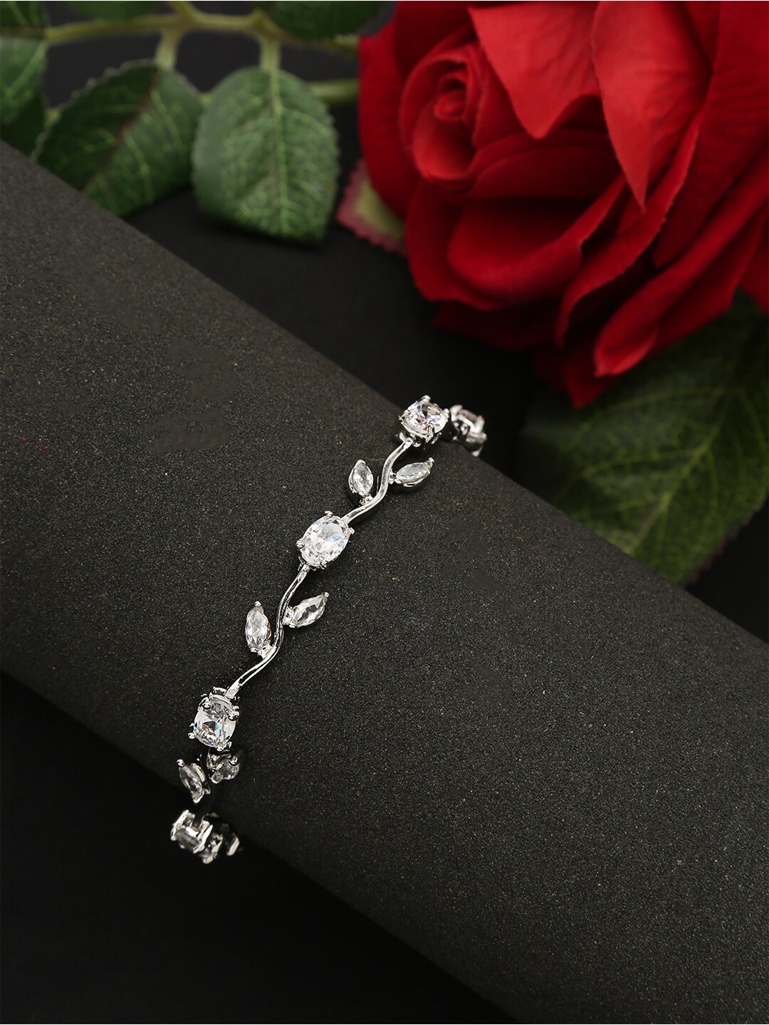 

DressBerry Women Silver-Plated Stone Studded Link Bracelet