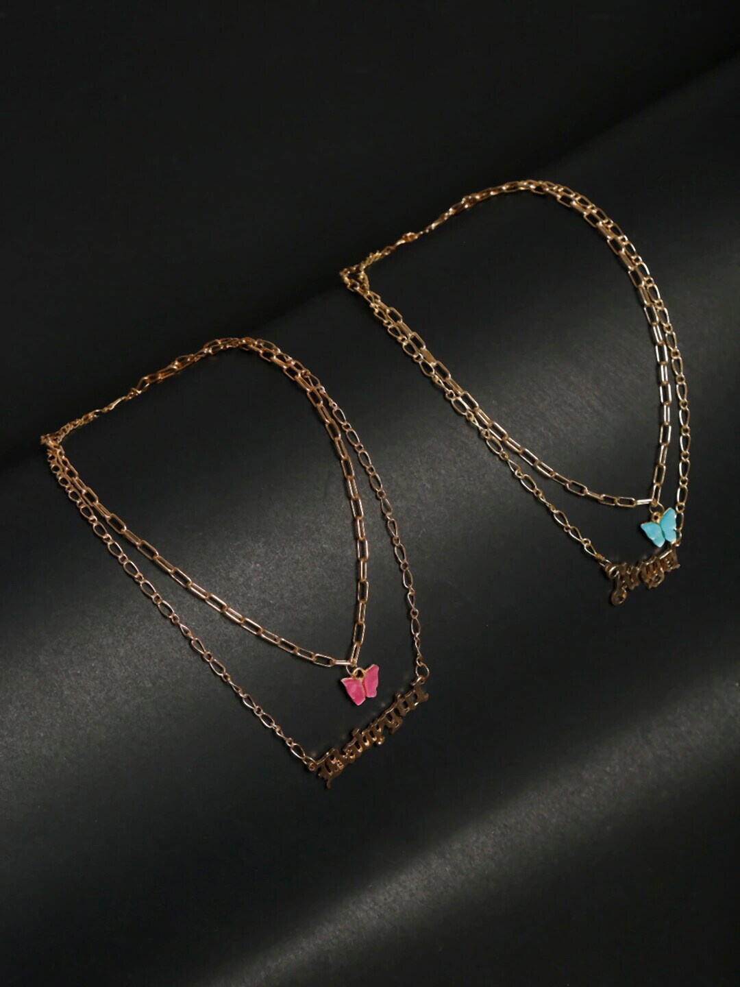 

DressBerry Pink & Blue Set Of 2 Gold-Plated Layered Chain