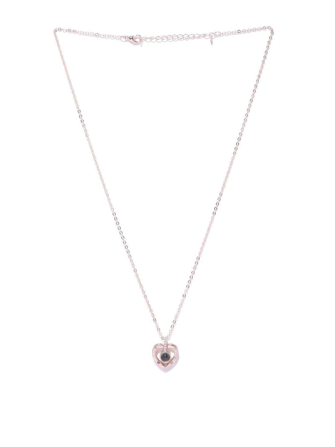 

DressBerry Rose Gold Plated Stone Studded Heart Shaped Pendant With Chain