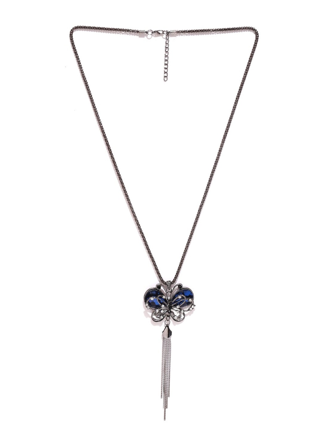 

DressBerry Stone Studded Pendant With Chain, Silver
