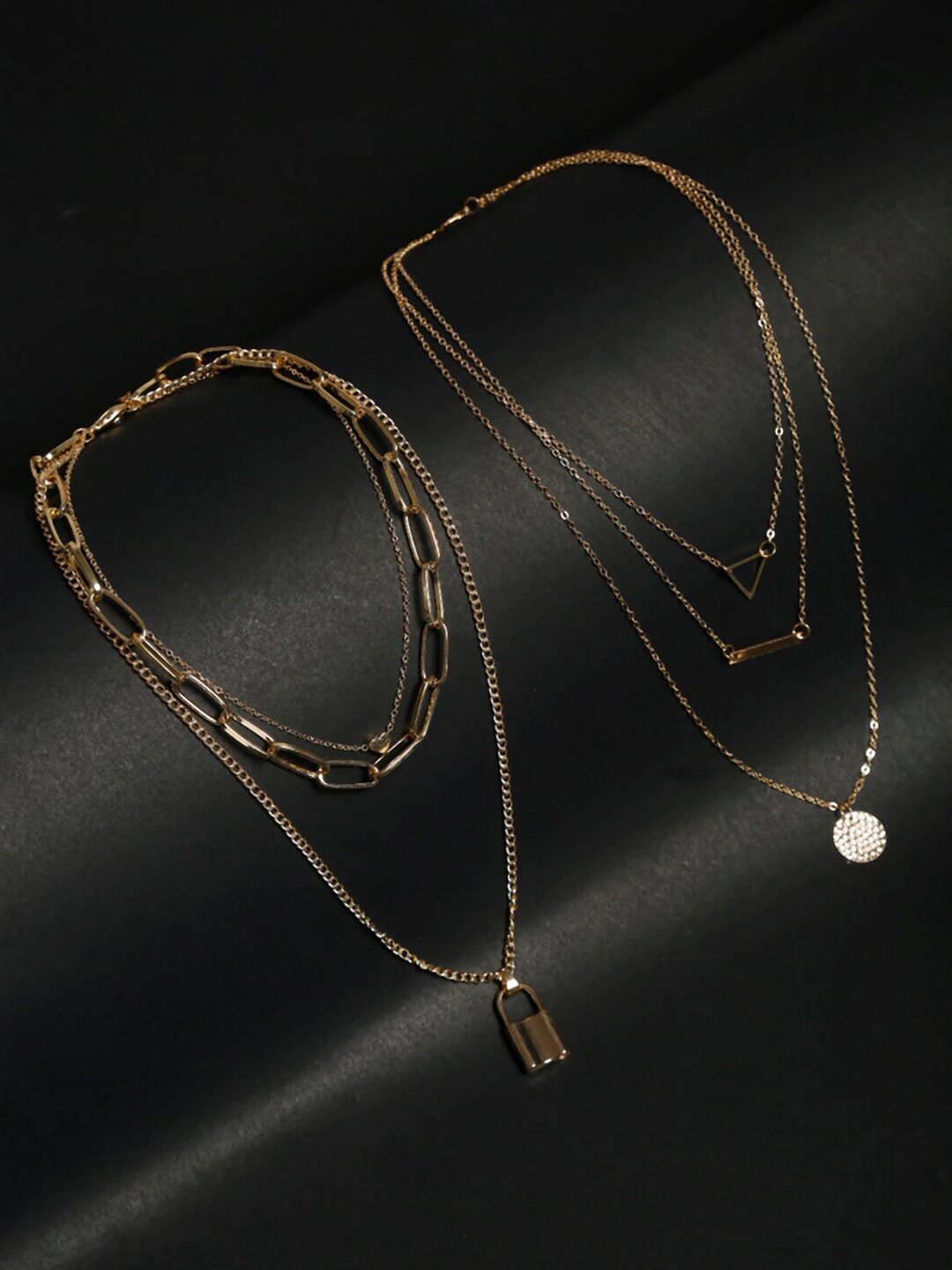 

DressBerry Gold-Toned Set Of 2 Gold-Plated Layered Necklace