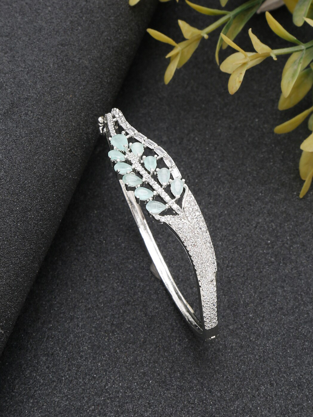 

DressBerry Women Silver-Plated Silver-Toned & Blue Bangle-Style Bracelet
