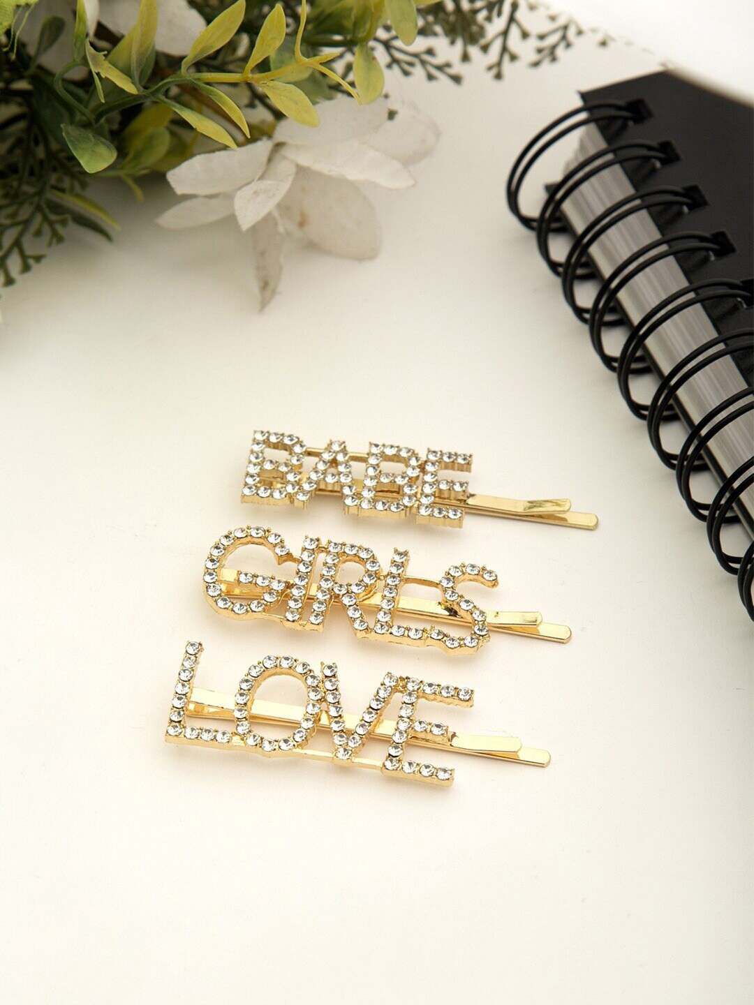 

DressBerry Women Gold-Toned & White Set of 3 Embellished Bobby Pins