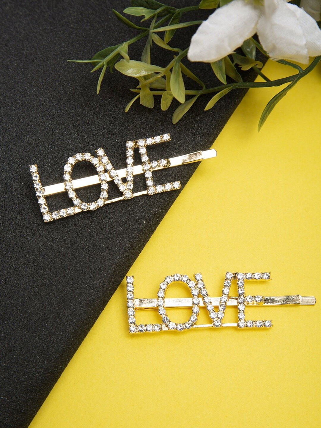 

DressBerry Women Gold-Toned & White Set of 2 Embellished Bobby Pins