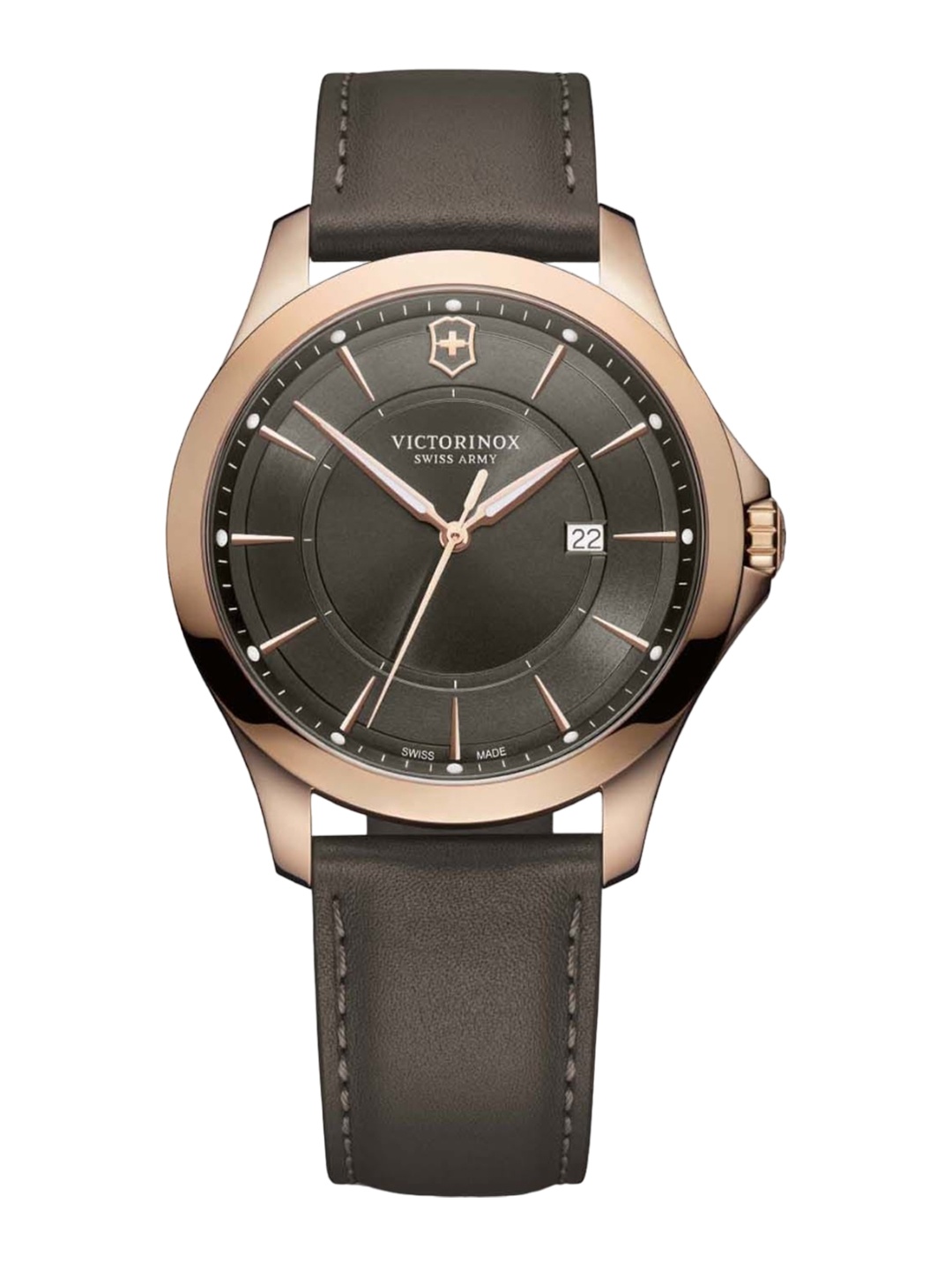 

Victorinox Men Round Dial & Leather Straps Analogue Watch 241908, Grey