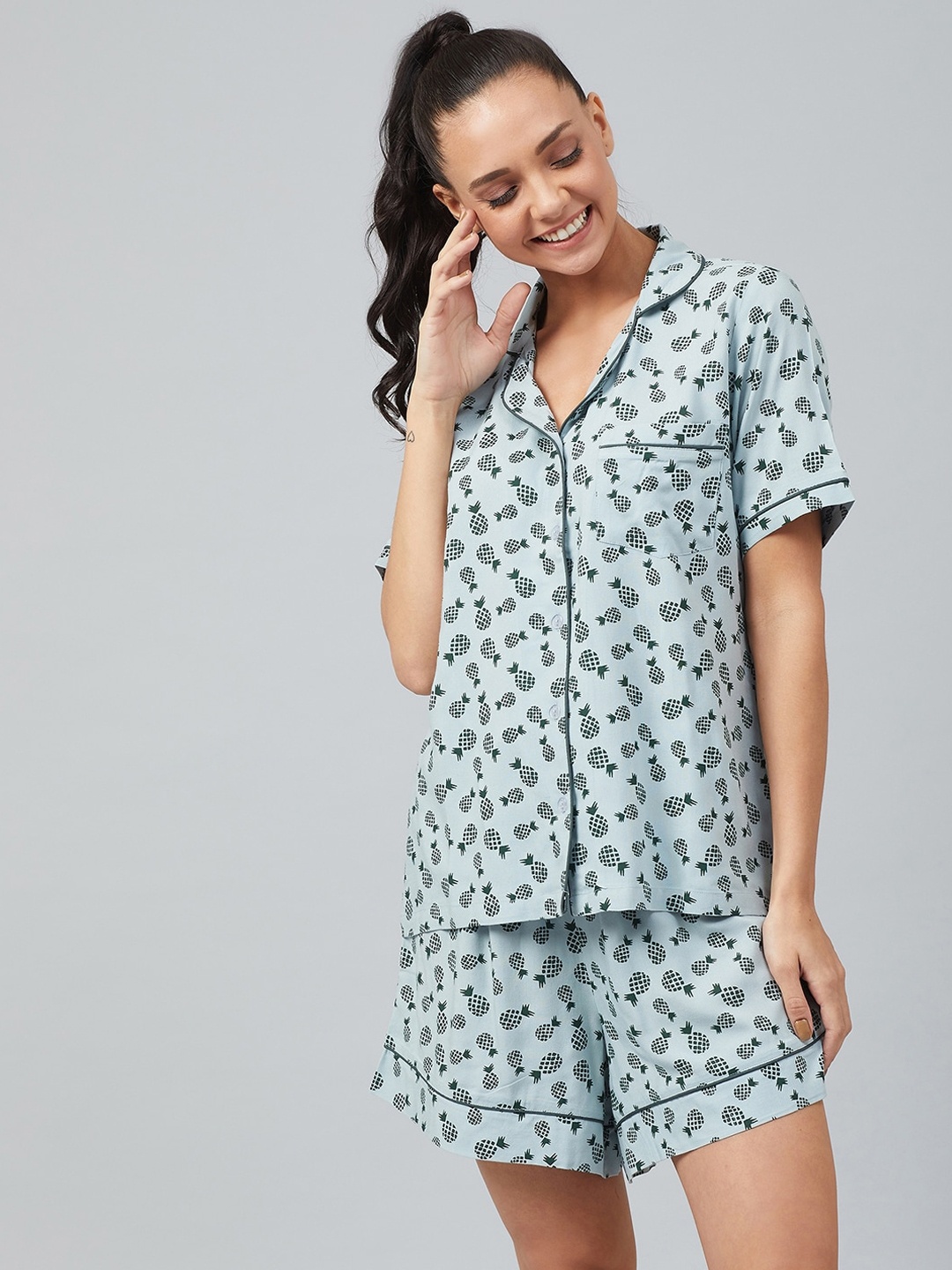 

The Snug Studio Conversational Printed Night Suit, Green