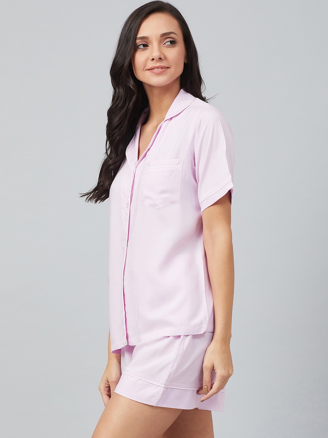 

The Snug Studio Lapel Collar Night Suit, Pink