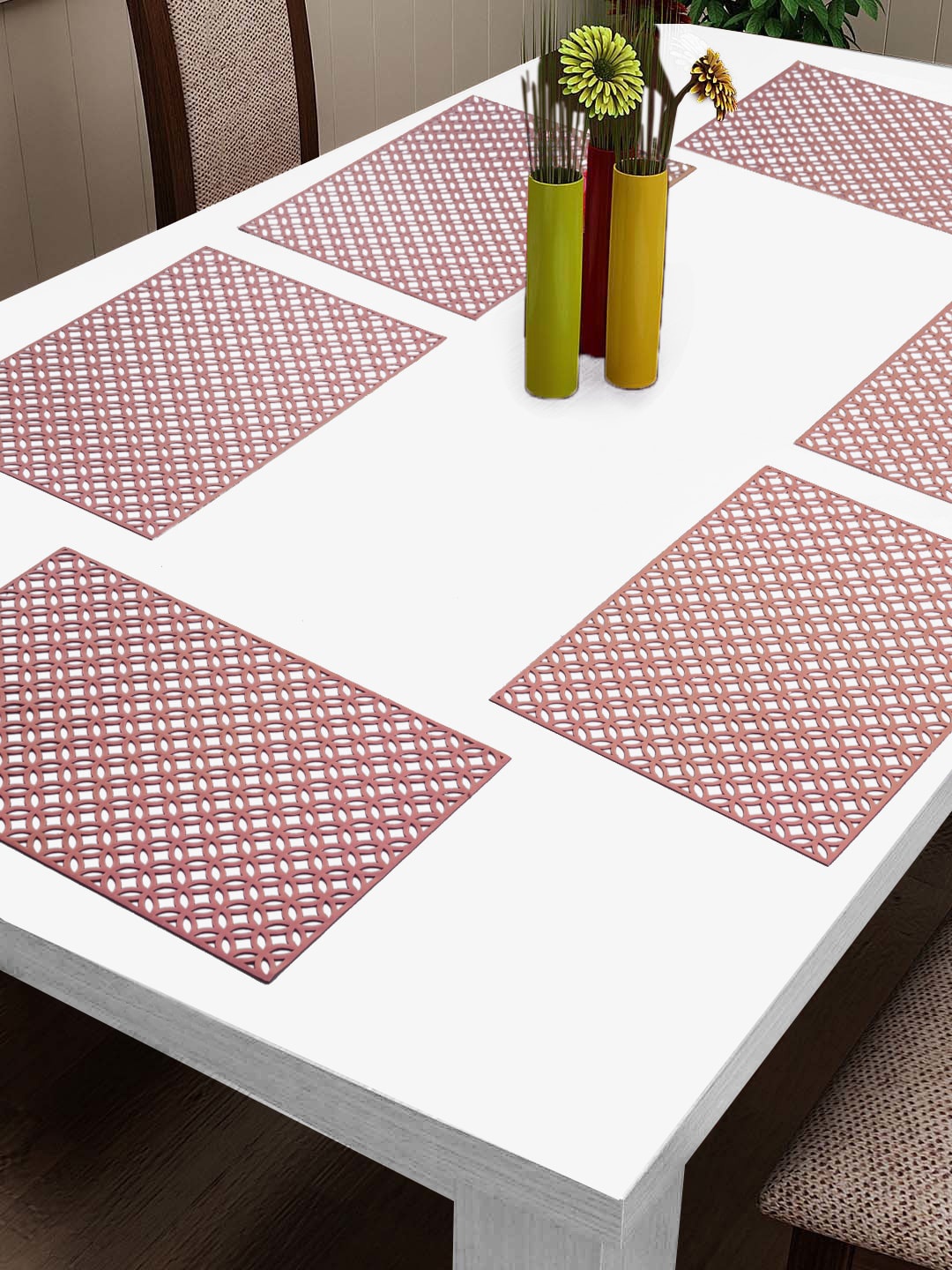 

FABINALIV Copper Colored 6 Pieces Textured Table Placemats