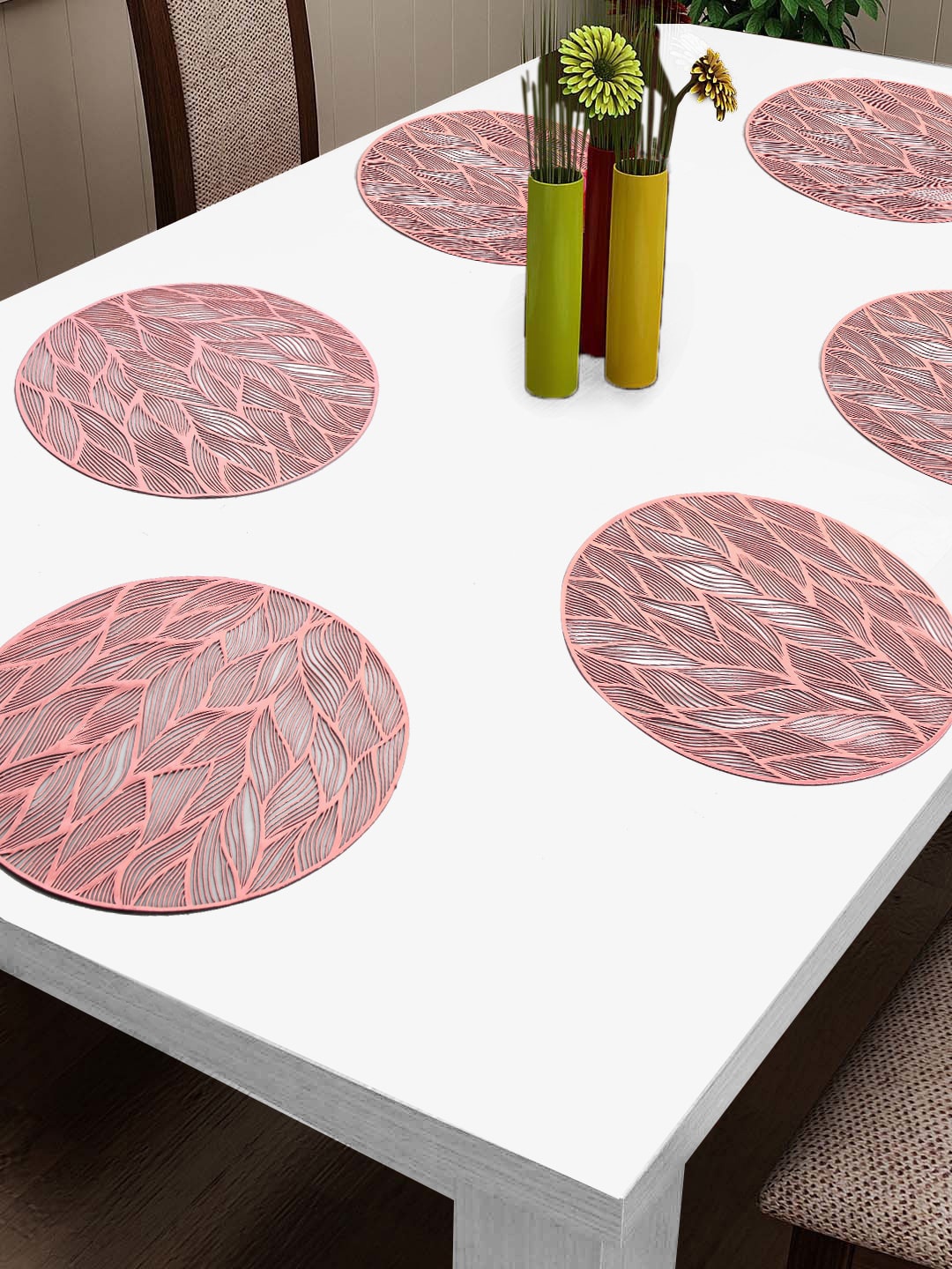 

FABINALIV Copper Toned 6 Pieces Textured Table Placemats