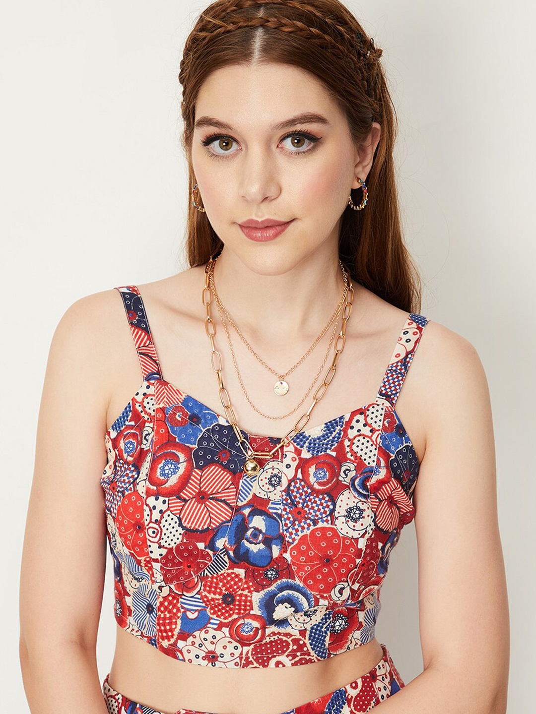 

max Floral Print Fitted Crop Top, Red