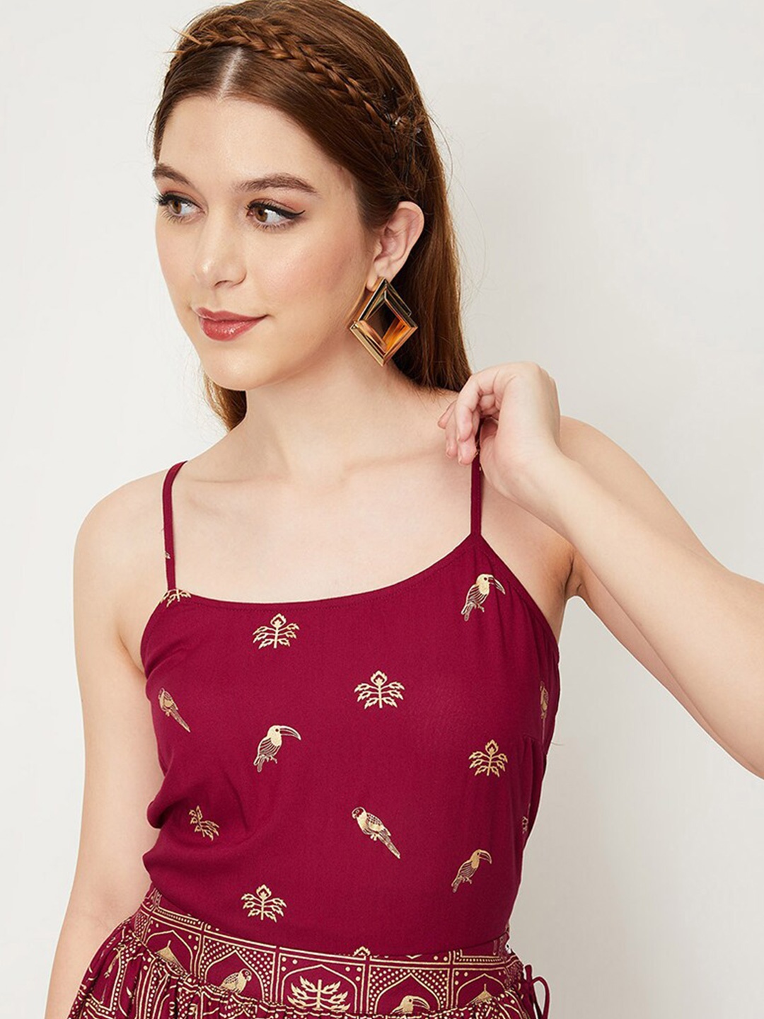 

max Floral Print Sleeveless Top, Maroon