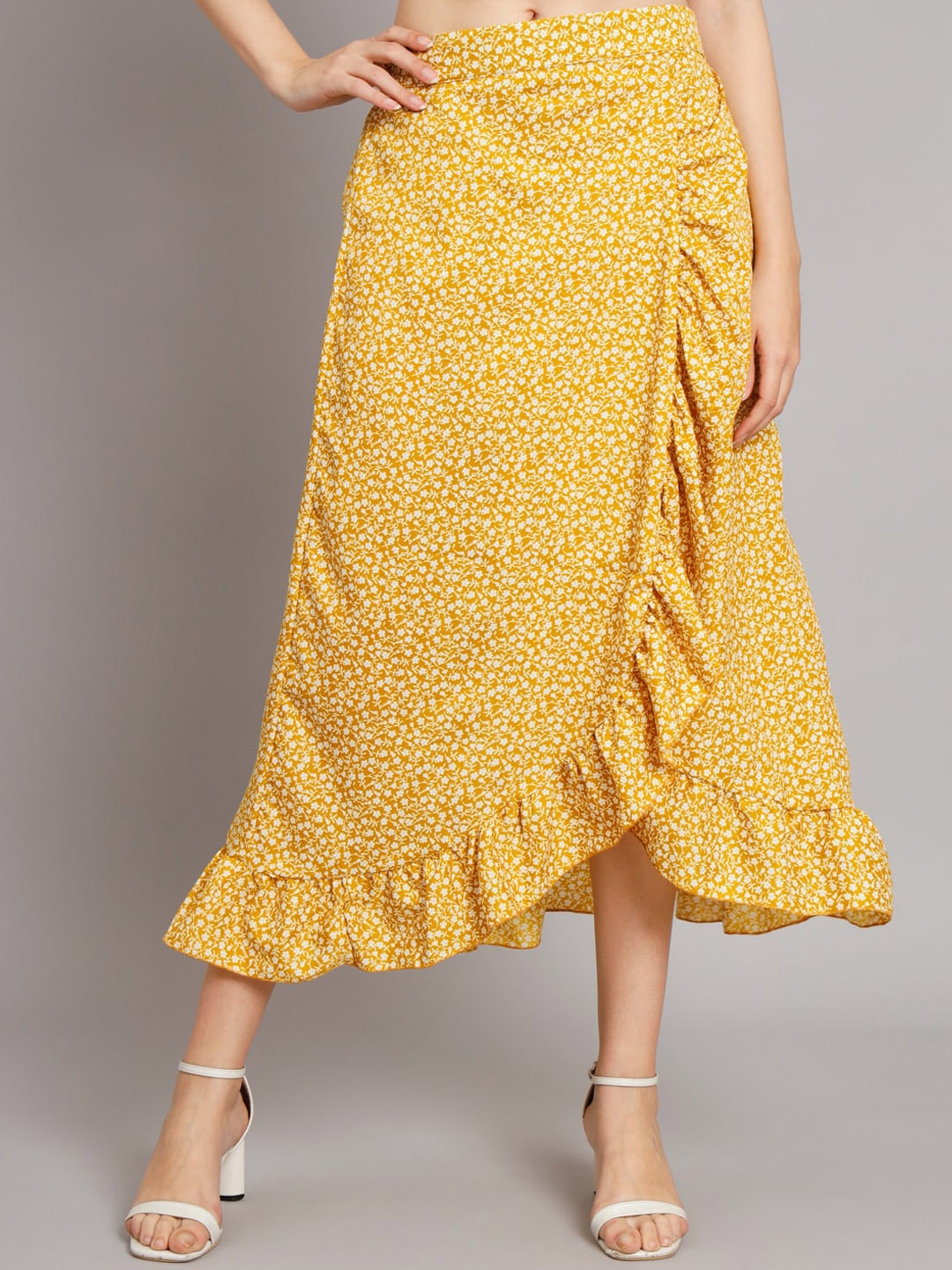 

Funday Fashion Printed Flared Midi Tulip Skirt, Yellow