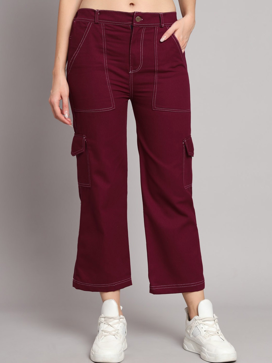 

Funday Fashion Women Mid-Rise Clean Look Jeans, Maroon