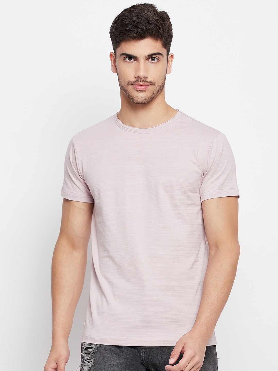 

QUBIC Round Neck Cotton T-Shirt, Pink