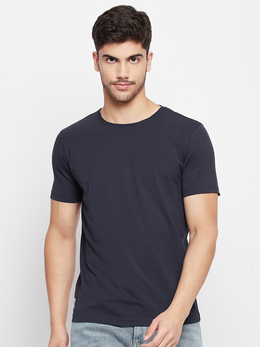 

QUBIC Round Neck Cotton T-Shirt, Navy blue