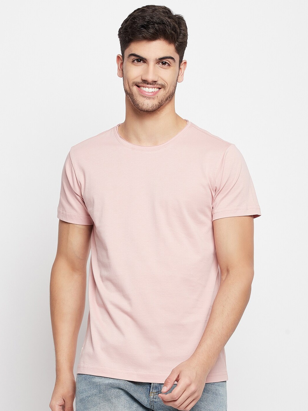 

QUBIC Round Neck Cotton T-Shirt, Pink