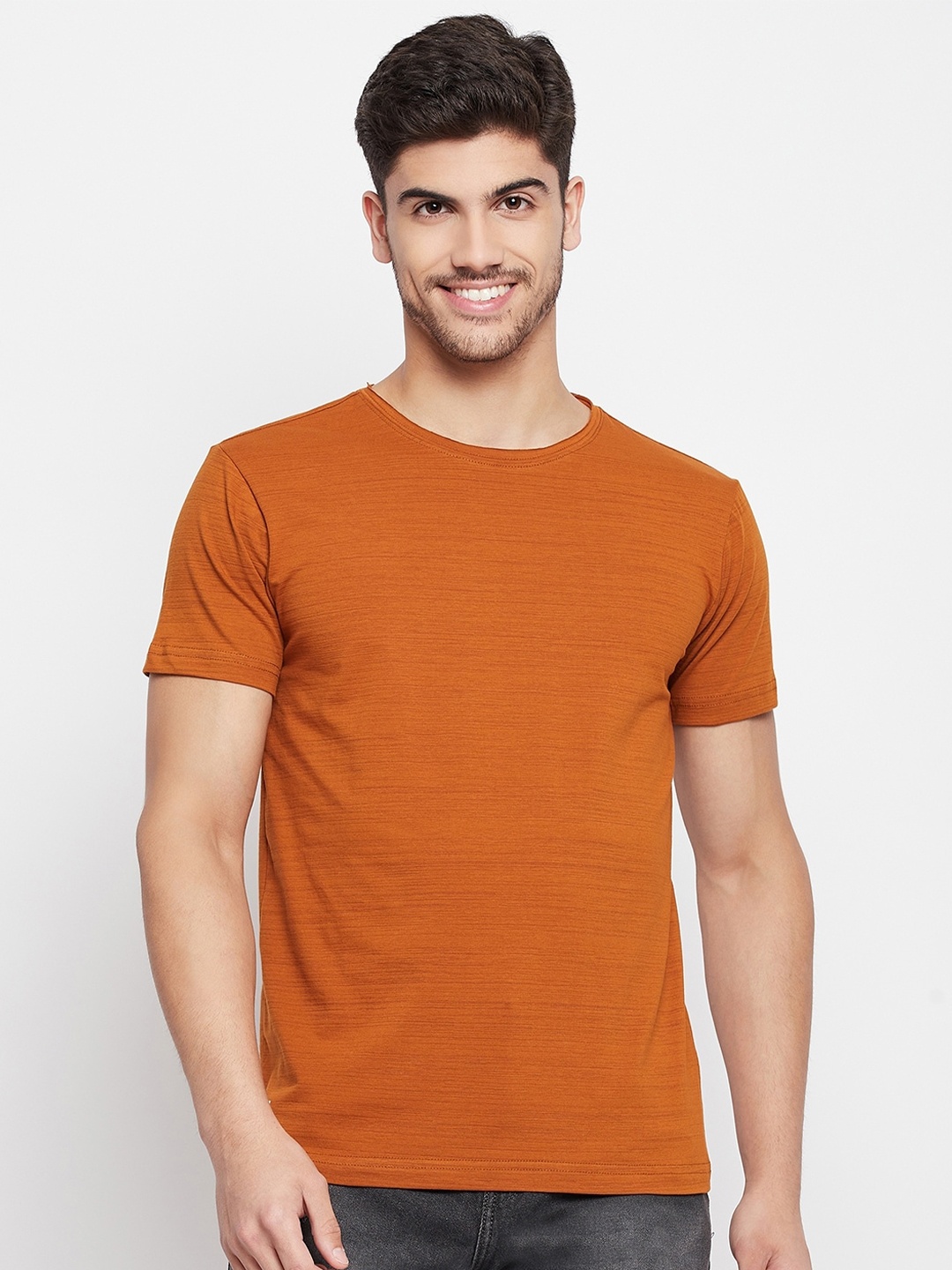 

QUBIC Round Neck Cotton T-Shirt, Orange