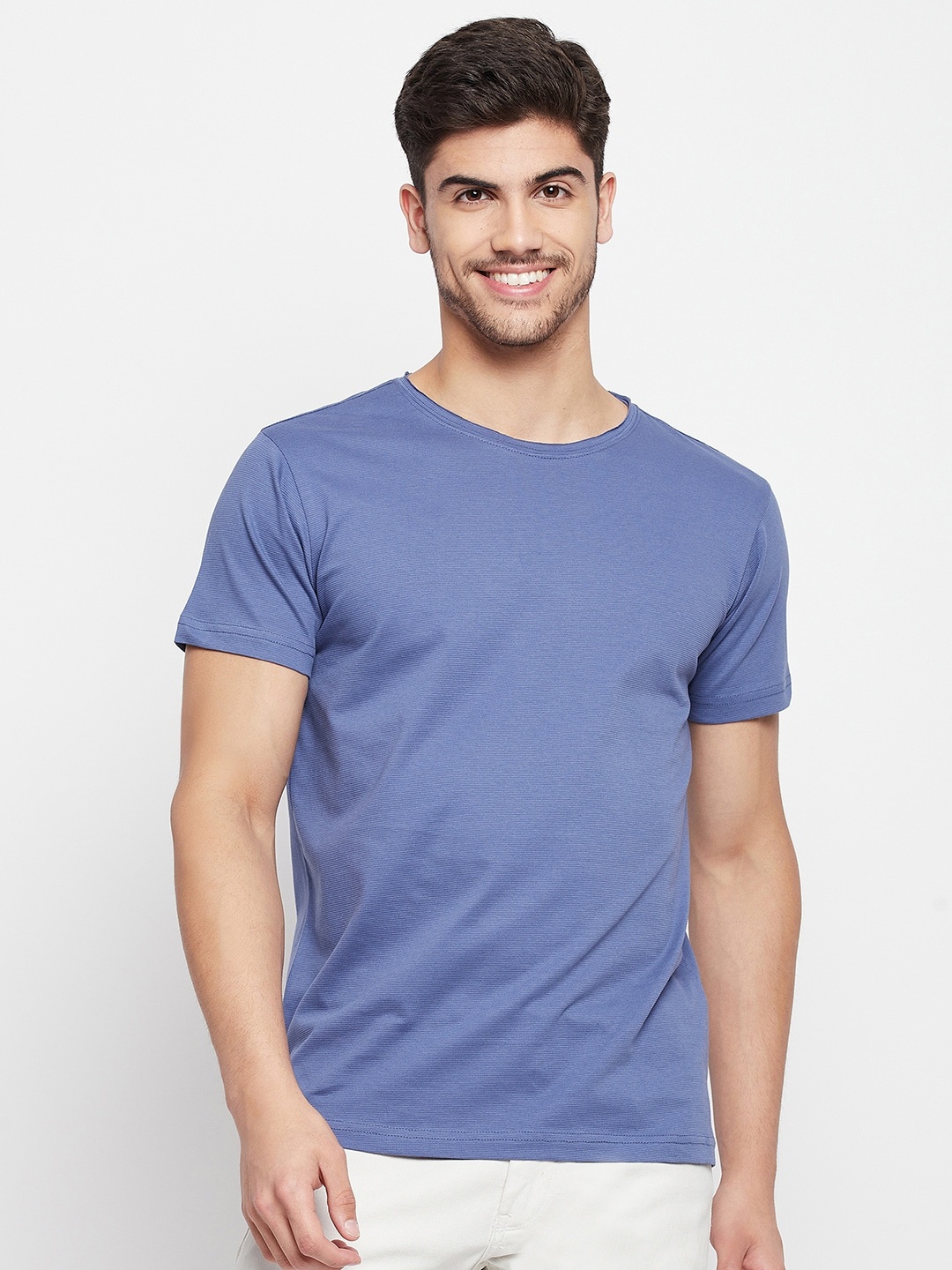 

QUBIC Round Neck Cotton T-Shirt, Purple