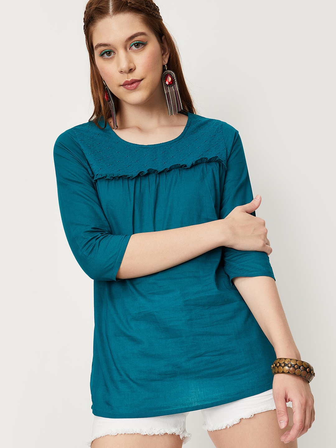 

max Cotton Regular Top, Teal