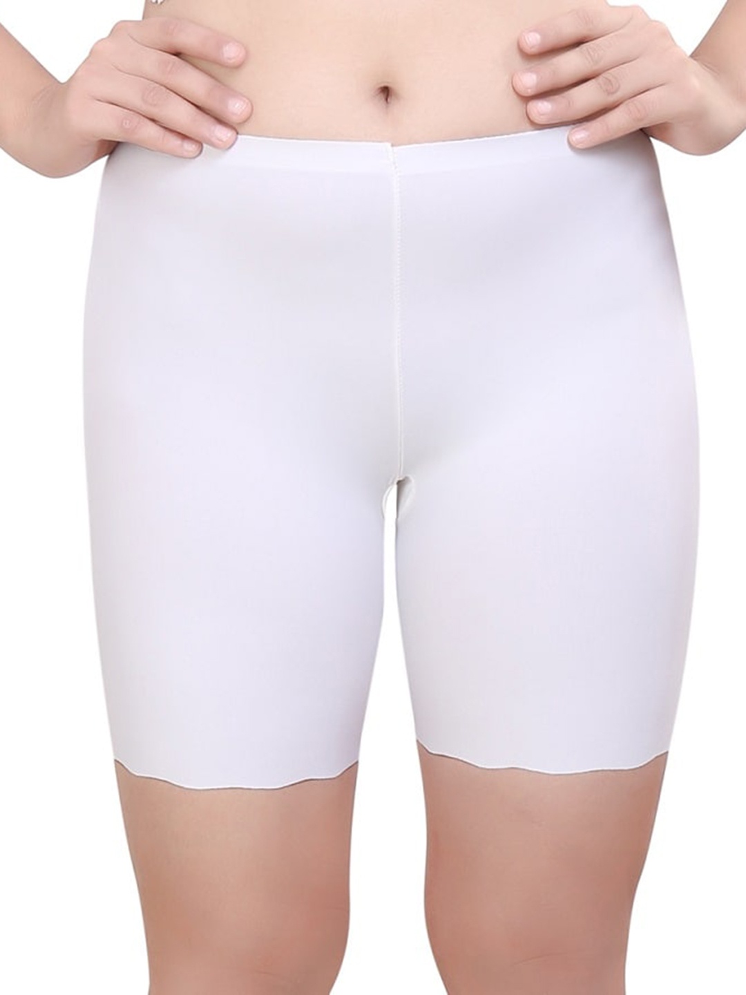 

PLUMBURY Women Mid-Rise Slim Fit Rapid-Dry Cycling Shorts, White