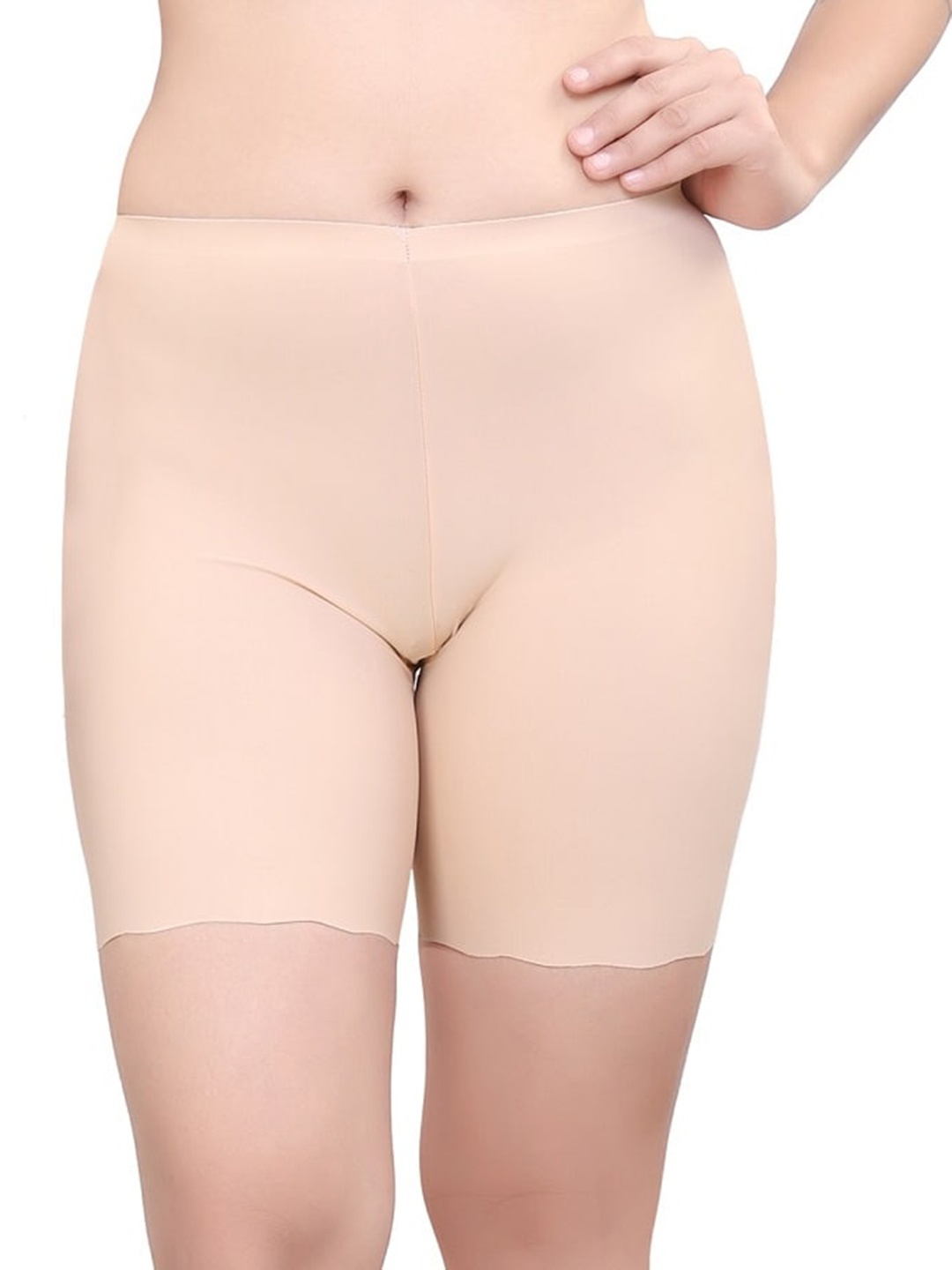 

PLUMBURY Women Mid-Rise Slim Fit Rapid-Dry Cycling Shorts, Beige