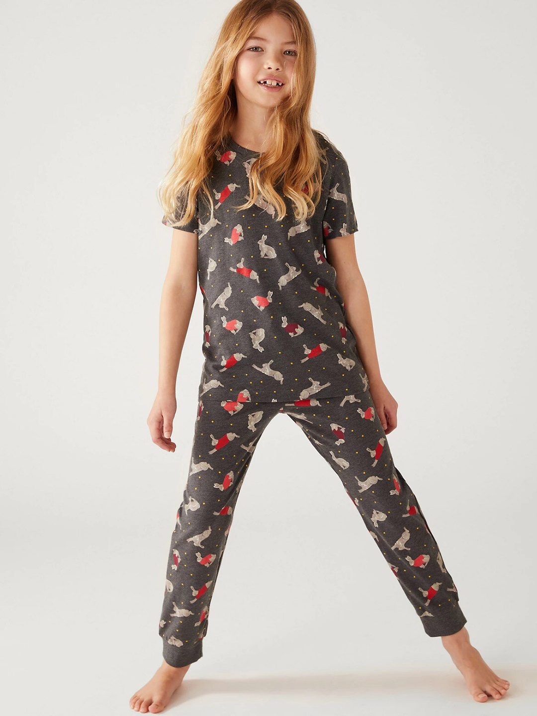

Marks & Spencer Girls Conversational Printed Night Suit, Charcoal