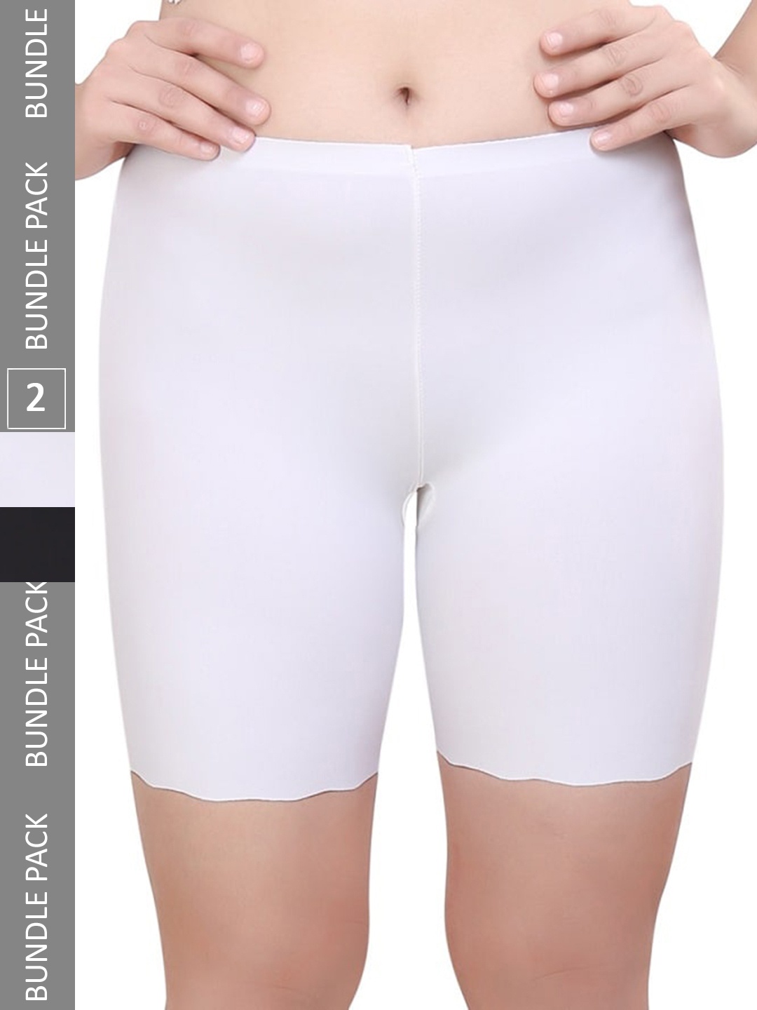 

PLUMBURY Women Pack Of 2 Slim Fit Rapid-Dry Cycling Sports Shorts, Black