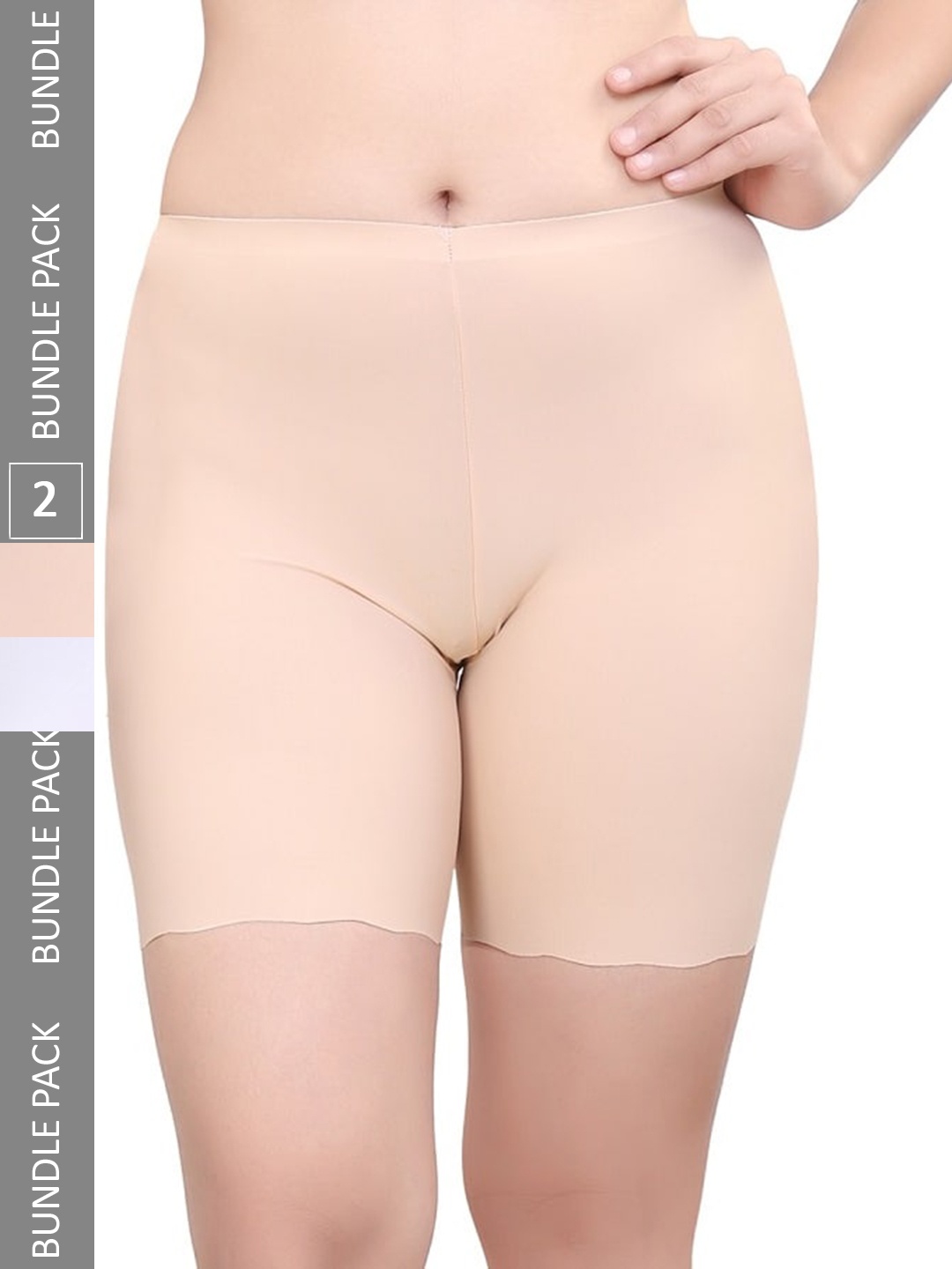 

PLUMBURY Women Pack Of 2 Slim Fit Rapid-Dry Cycling Shorts, White