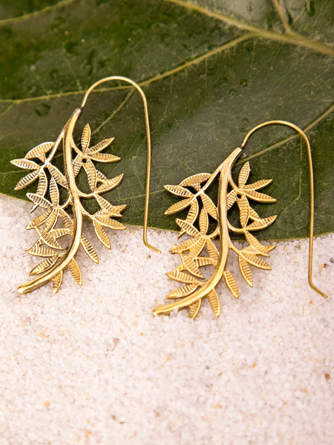 

Studio One Love Brass-Plated Contemporary Drop Earrings, Gold