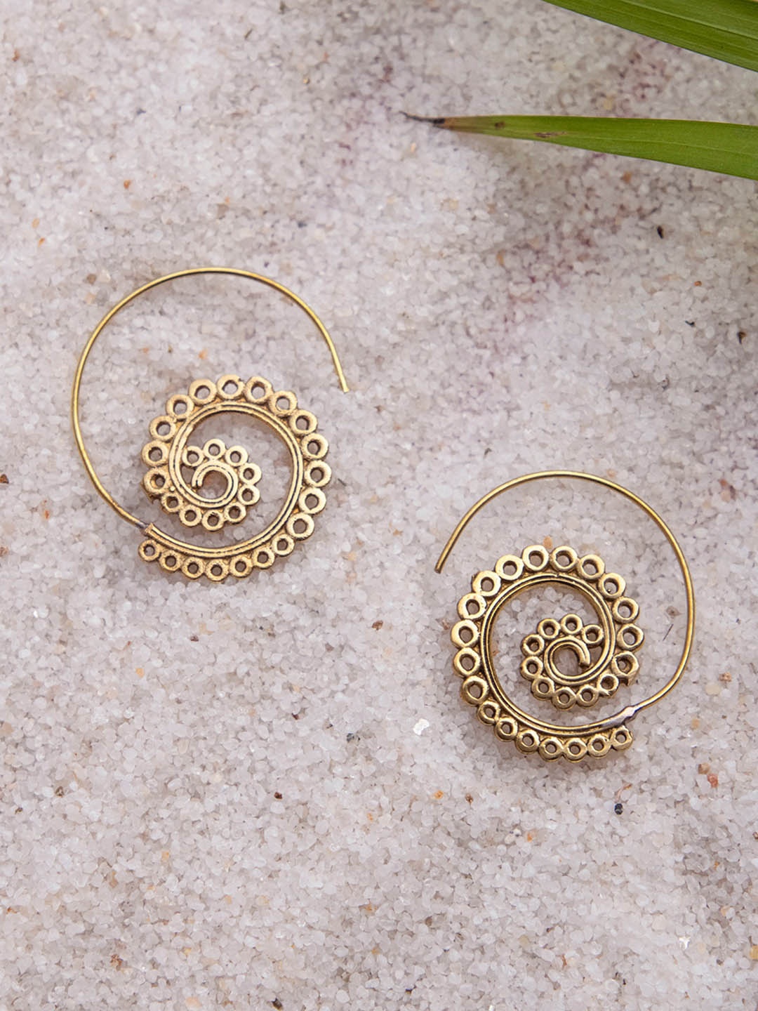 

Studio One Love Brass-Plated Contemporary Hoop Earrings, Gold