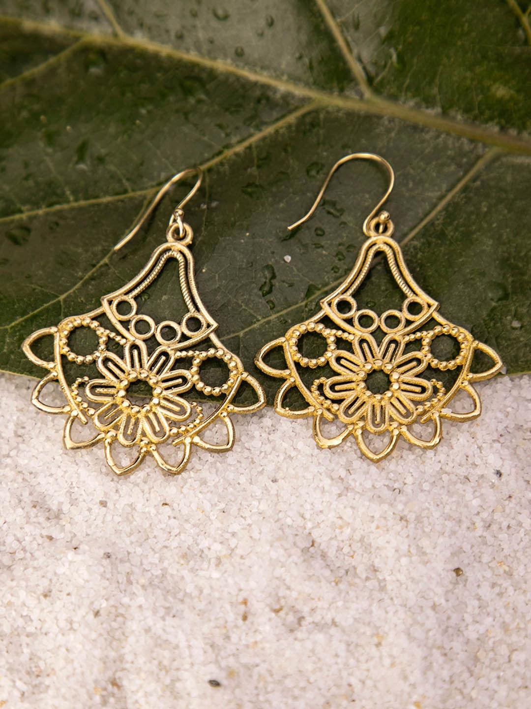 

Studio One Love Brass-Plated Contemporary Drop Earrings, Gold