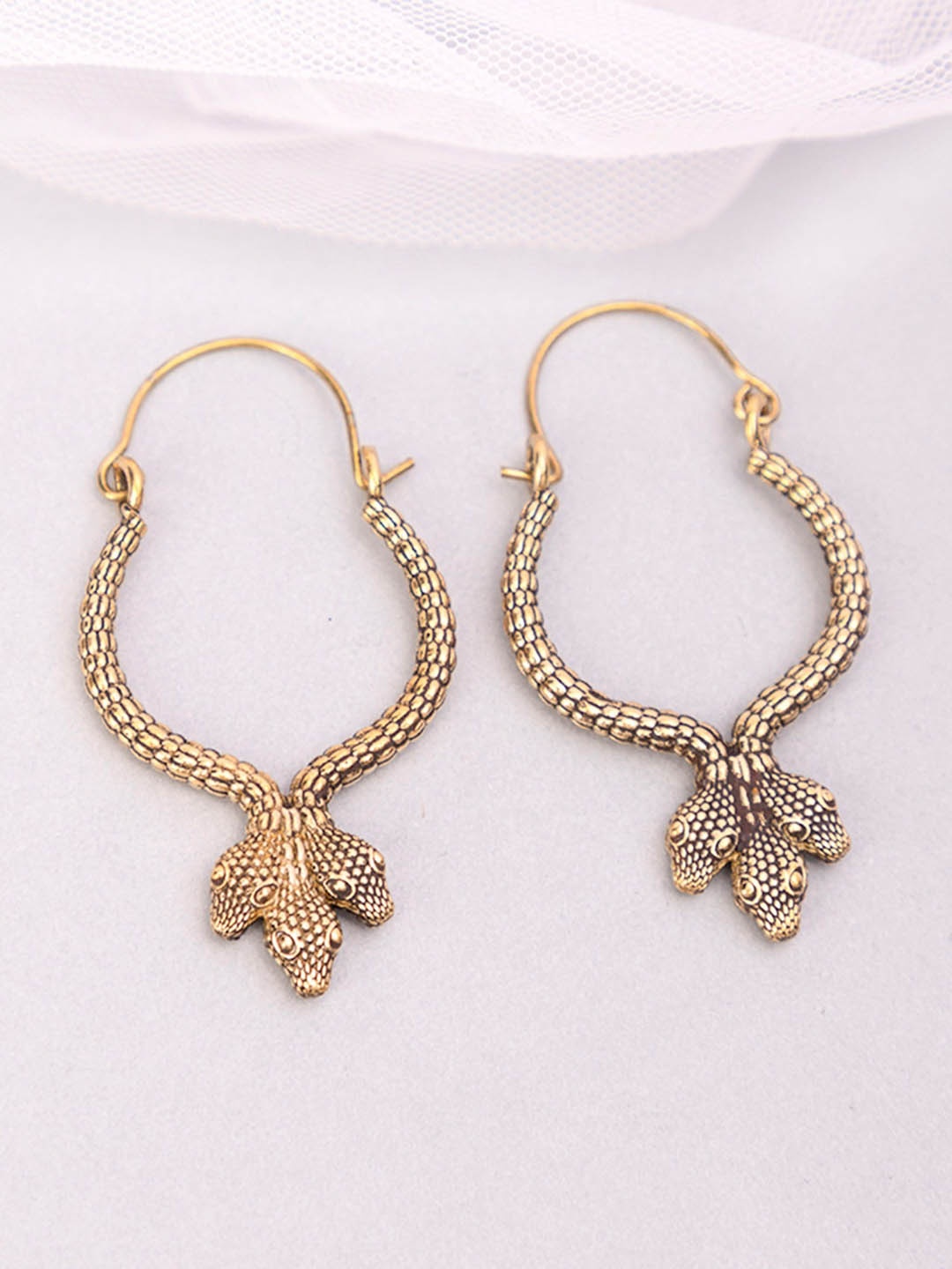 

Studio One Love Brass-Plated Contemporary Hoop Earrings, Gold