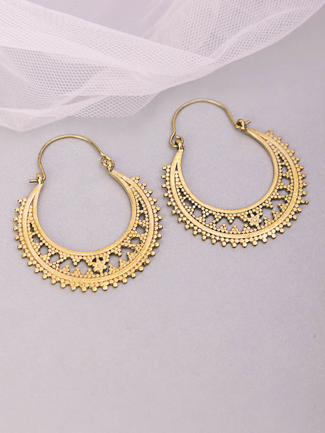 

Studio One Love Brass-Plated Contemporary Hoop Earrings, Gold