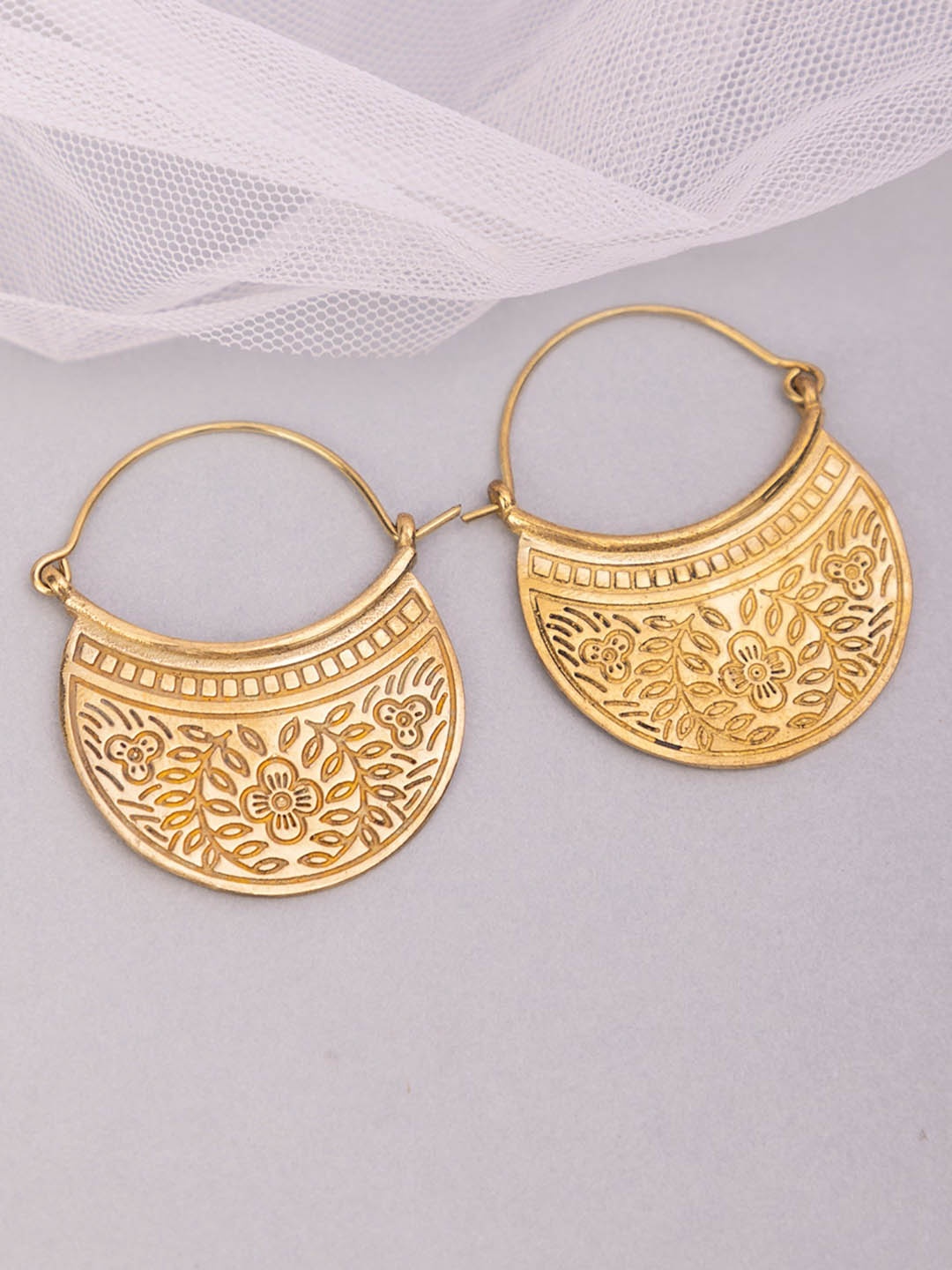 

Studio One Love Brass-Plated Contemporary Hoop Earrings, Gold