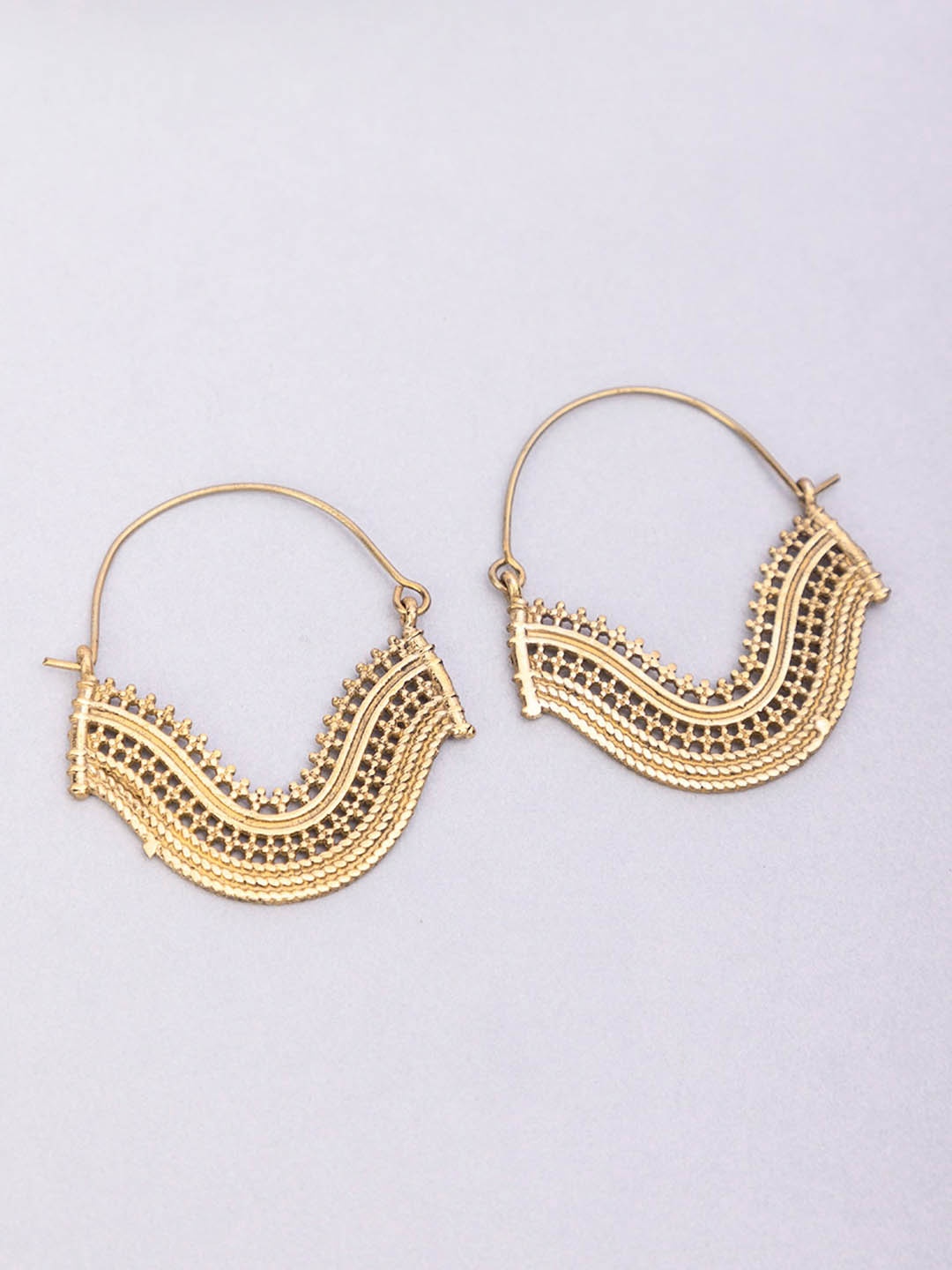 

Studio One Love Brass-Plated Contemporary Hoop Earrings, Gold
